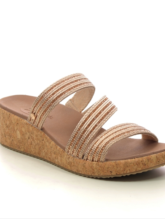 Skechers Shoes - Skechers Beverlee Arch Fit Always Classy Rose Gold Wedge Sandal